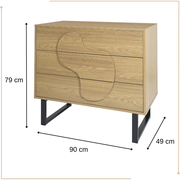 MISOU Calypso Ladekast Commode op Poten met 3 Lades Woonkamer Opber...