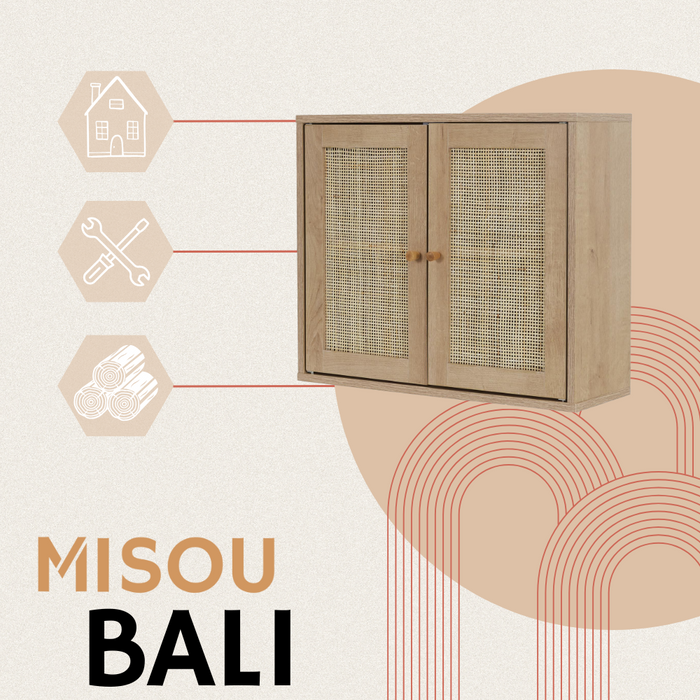 MISOU Bali Wandkastje Ophangbaar Zwevend Nachtkastje Wandkast Woonk...