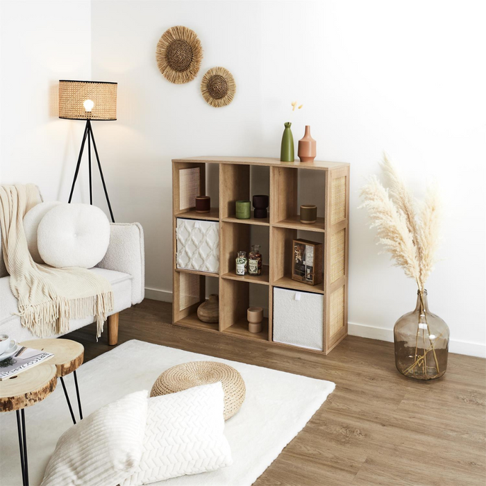 MISOU Bali Wandkast Open Vakkenkast met 9 Vakken Kast Rotan Hout Op...