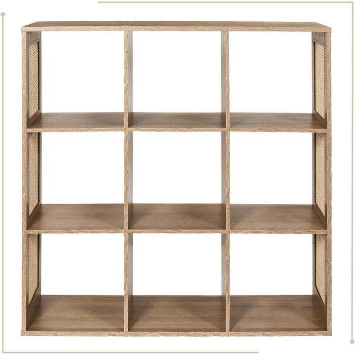 MISOU Bali Wandkast Open Vakkenkast met 9 Vakken Kast Rotan Hout Op...