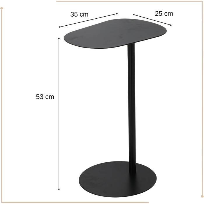 MISOU Bijzettafel Banktafel Organisch Zwart op Voet Koffietafel 35x...