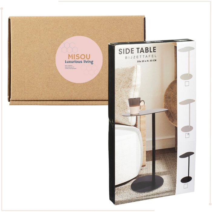 MISOU Bijzettafel Banktafel Organisch Zwart op Voet Koffietafel 35x...