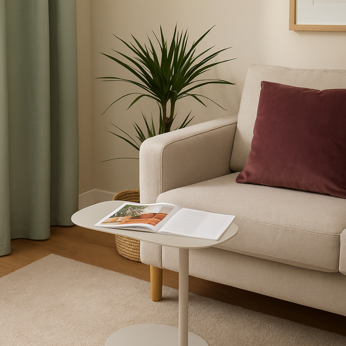 MISOU Bijzettafel Banktafel Organisch Beige op Voet Koffietafel 35x...