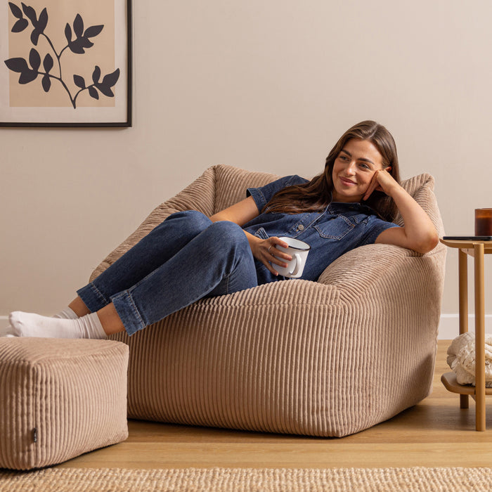 icon Natalia Zitzak Fauteuil met Poef - Ribfluweel - Mocha