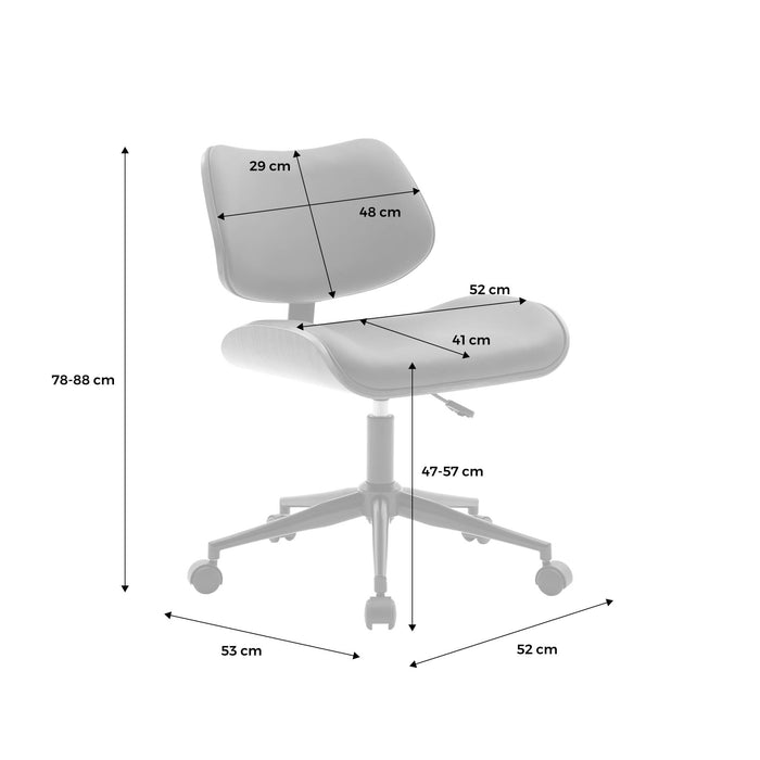 sweeek - Bureaustoel met wielen, gebogen hout en kunstleren afwerking