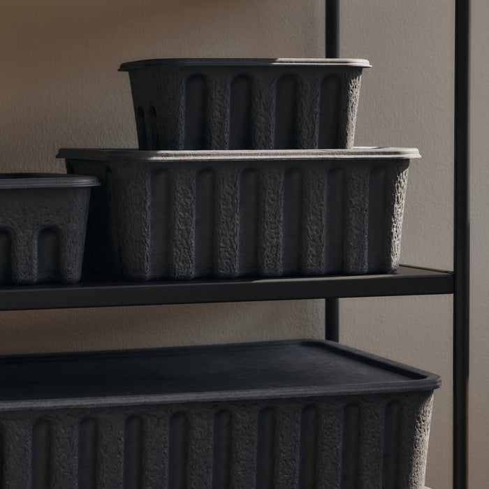 Ferm Living Paper Pulp Opbergdoos S - Set van 2 - Charcoal
