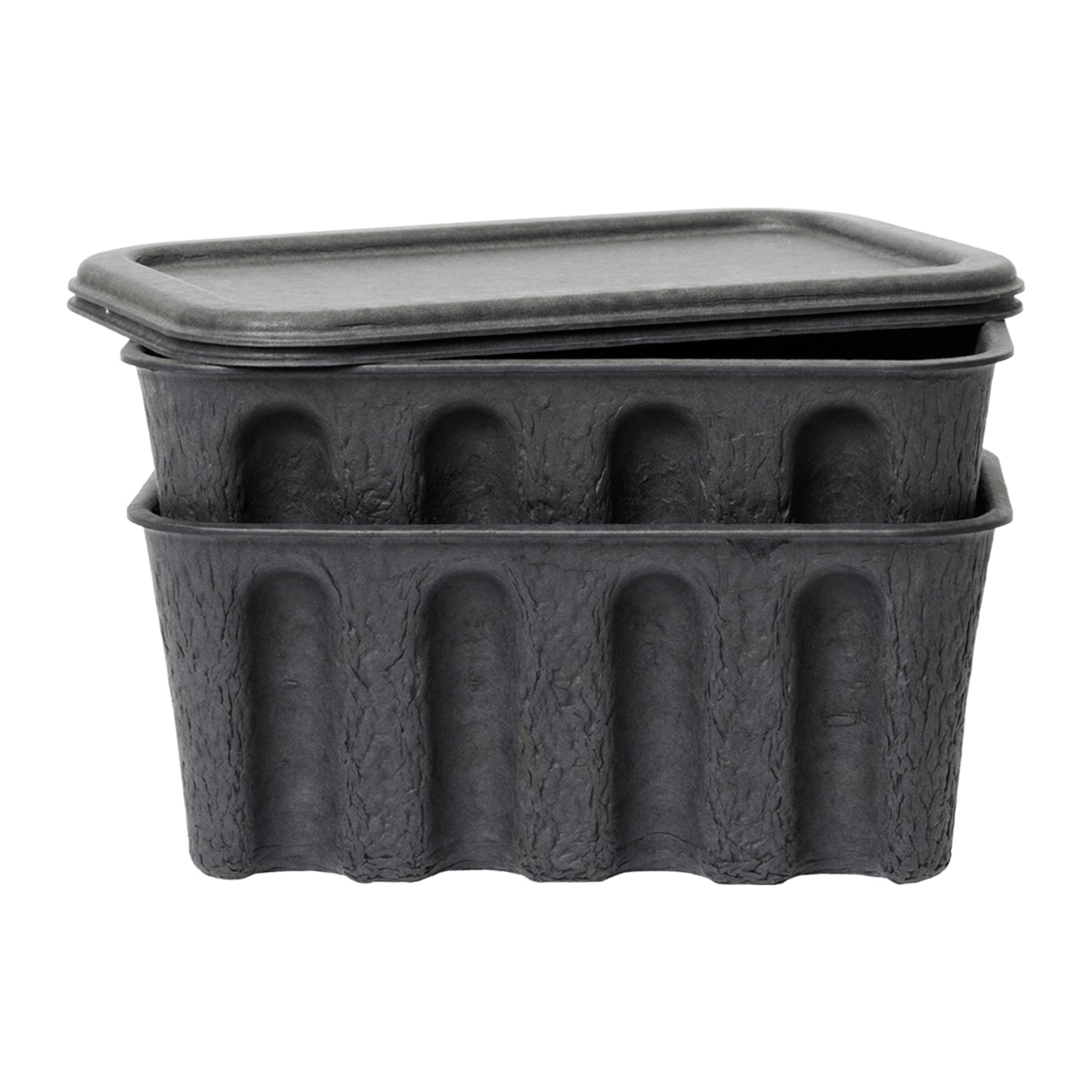 Ferm Living Paper Pulp Opbergdoos S - Set van 2 - Charcoal