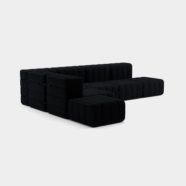 Curt-Set 12 - e.g. Flexibele grote hoekbank - Sera - Ebony (Zwart)