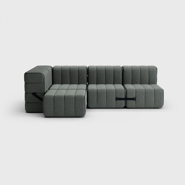 Curt-Set 9 - e.g. Flexibele kleine hoekbank  - Sera - Gravel (Grijs)