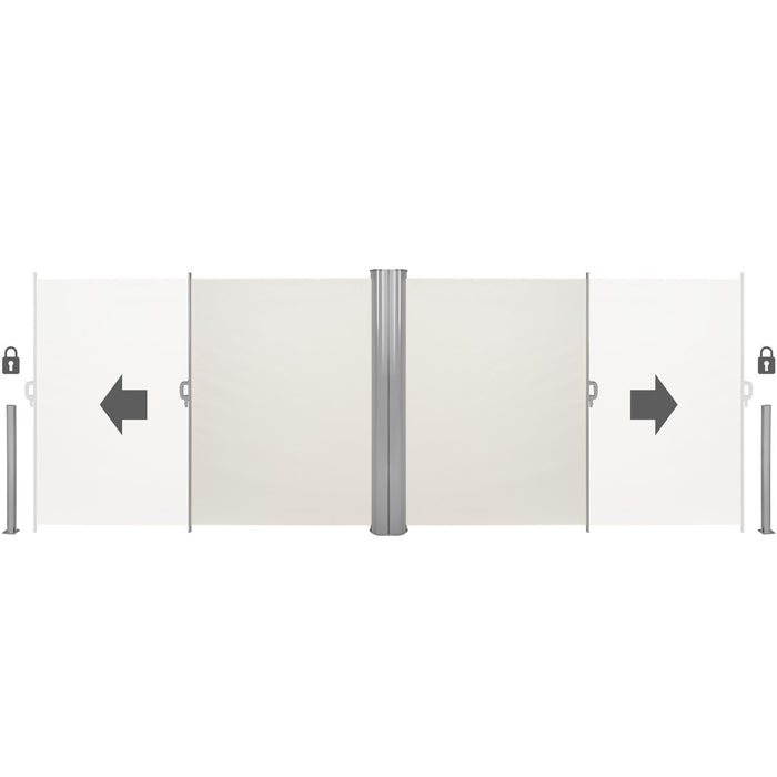 tectake® Aluminium dubbel windscherm uitschuifbaar met oprolmechanisme