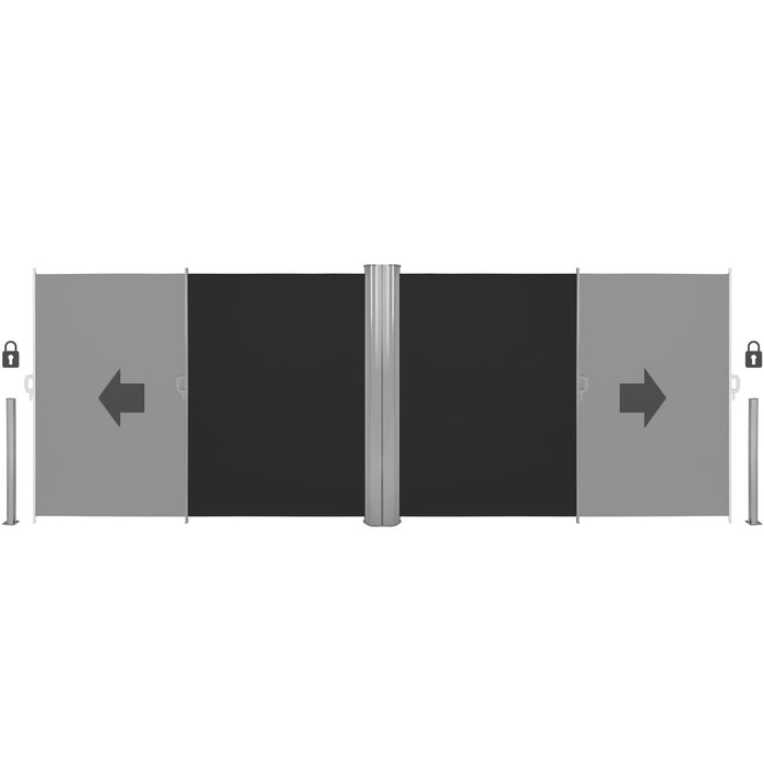 tectake® Aluminium dubbel windscherm uitschuifbaar met oprolmechanisme