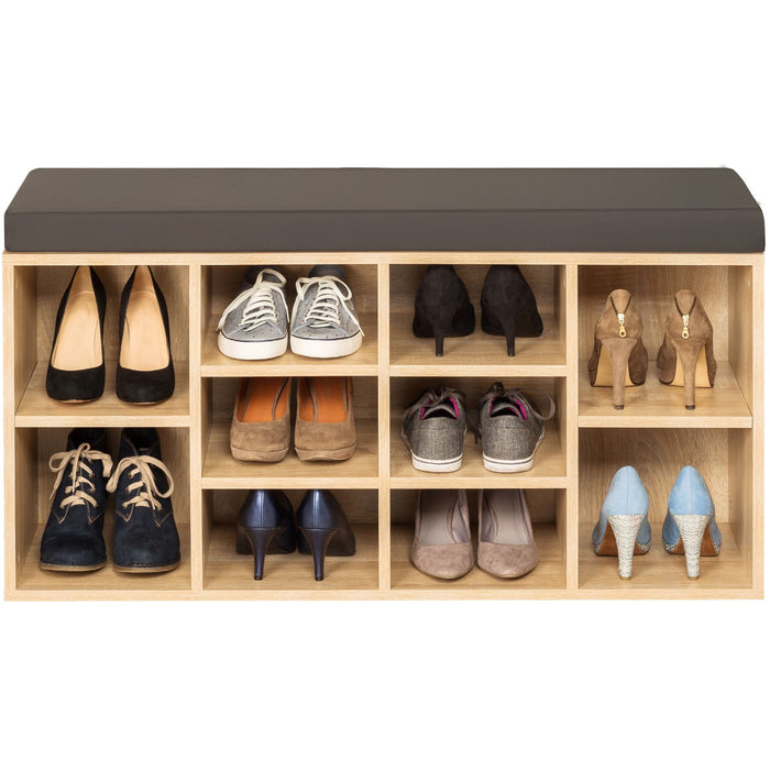 tectake® Schoenenkast met zitkussen 103,5x48x30cm