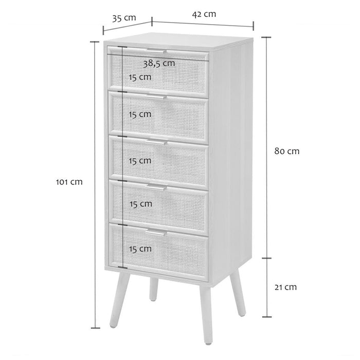 Calicosy - Ladekast met 5 laden Miya - H100 cm