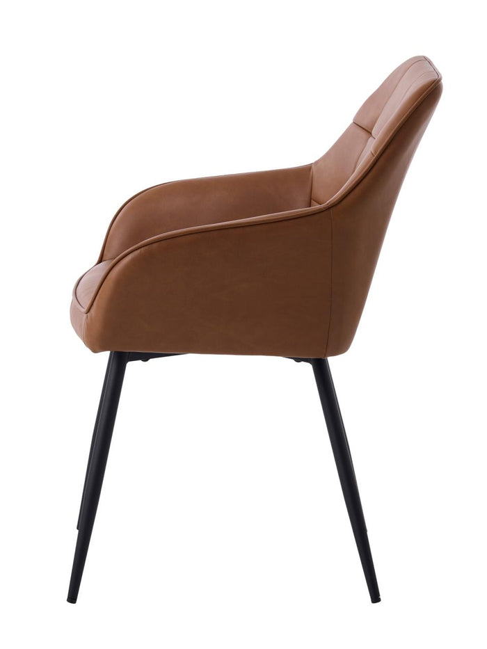 Giga Living - Eetkamerstoel Bruin PU Leer  - Nolan Square - Set van 2