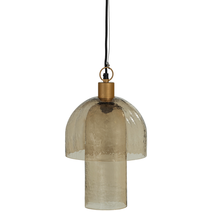 WOOOD Gigi Hanglamp Dubbele Kap - Gehamerd Glas - Naturel - 31x22x22