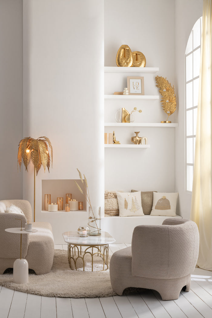 J-Line bijzettafel Schijf - metaal - wit|goud