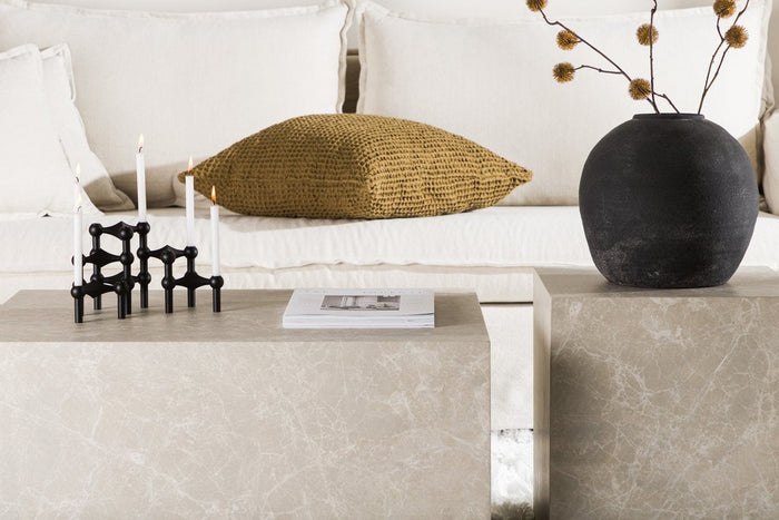 Rebellenclub Tusani Salontafel - 80 x 60 cm - Beige Marmerlook