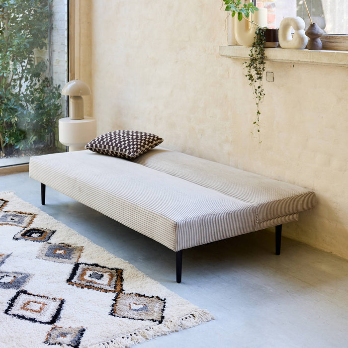 sweeek - 3-zits slaapbank corduroy, metalen onderstel