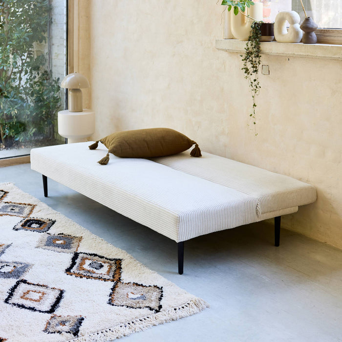 sweeek - 3-zits slaapbank corduroy, metalen onderstel