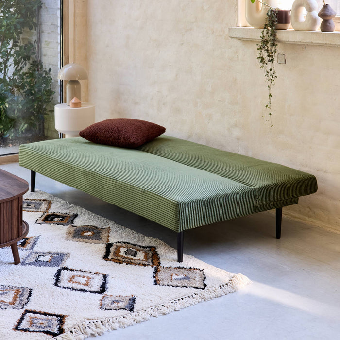 sweeek - 3-zits slaapbank corduroy, metalen onderstel