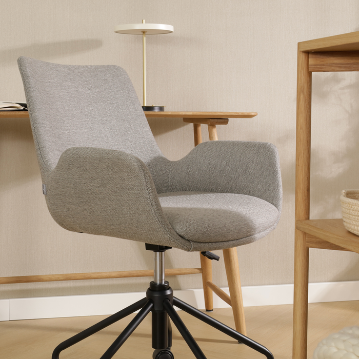 Nolon Nout-Eef Bureaustoel Warm Grijs - Armleuning - Zwart Onderstel