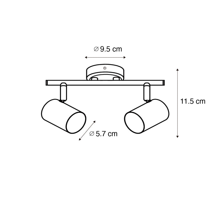 QAZQA Moderne spot zwart met hout kantelbaar 2-lichts - Jeana