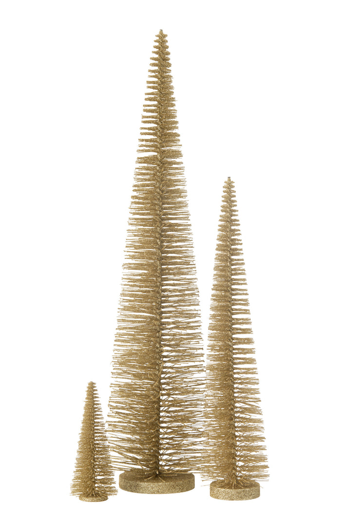 J-Line decoratie Kerstboom Glitter - kunststof - lichtgoud -