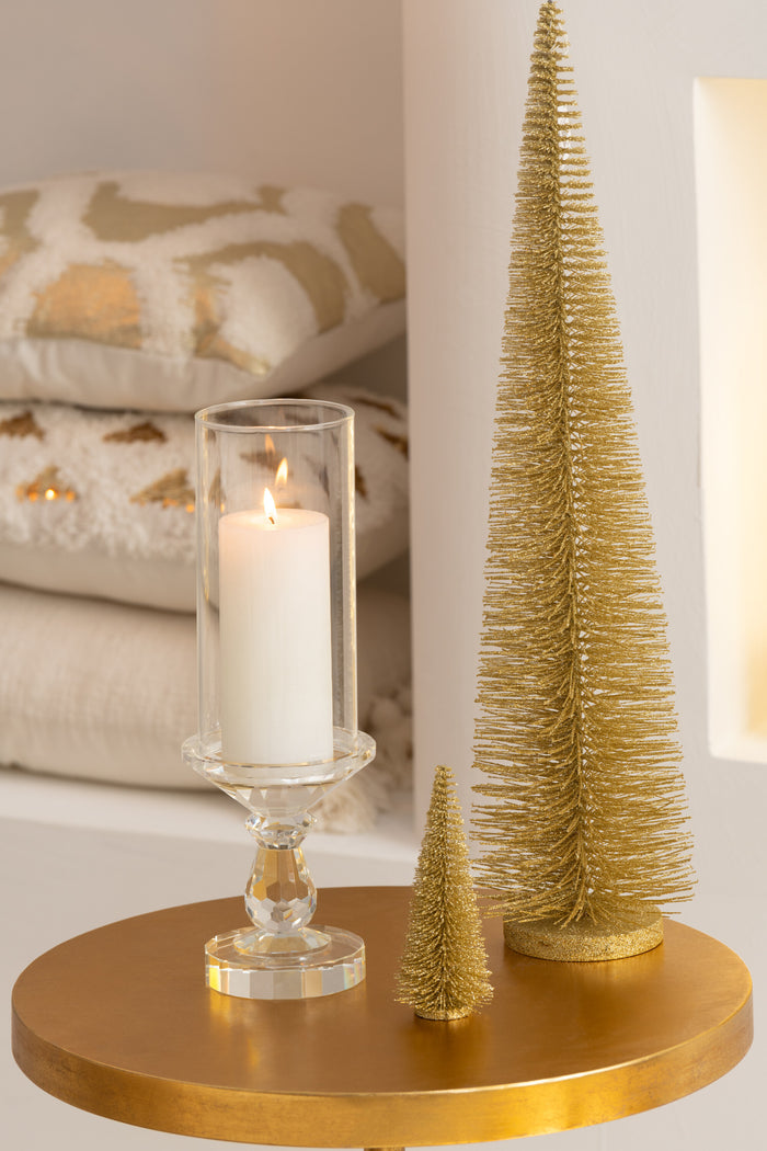 J-Line decoratie Kerstboom Glitter - kunststof - lichtgoud -