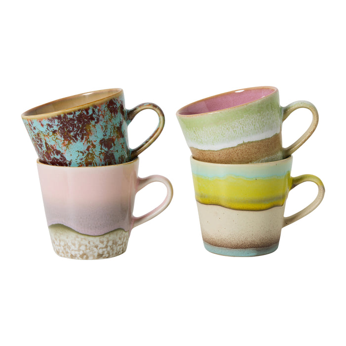 HKliving 70's Ceramics Americano Mok 0,27 L - Set van 4 - Rococo
