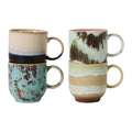 HKliving 70's Ceramics Koffiekop 0,25 L - Set van 4 - Abstract