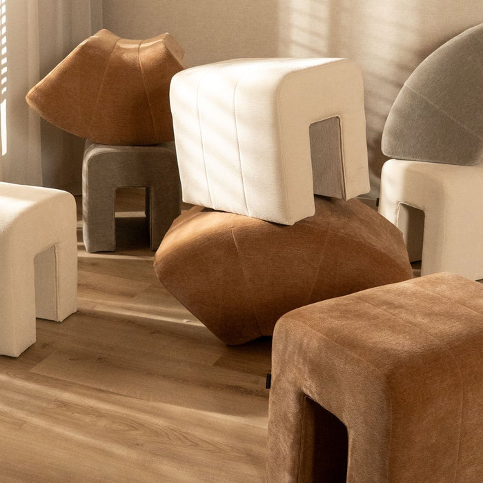 Bronx71 Modulaire hocker Seth chenille taupe