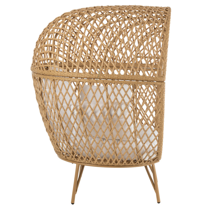 J-Line schommelstoel + kussen Zayo - metaal|riet - zwart