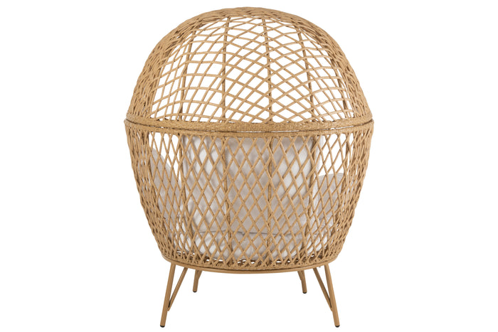 J-Line schommelstoel + kussen Zayo - metaal|riet - zwart