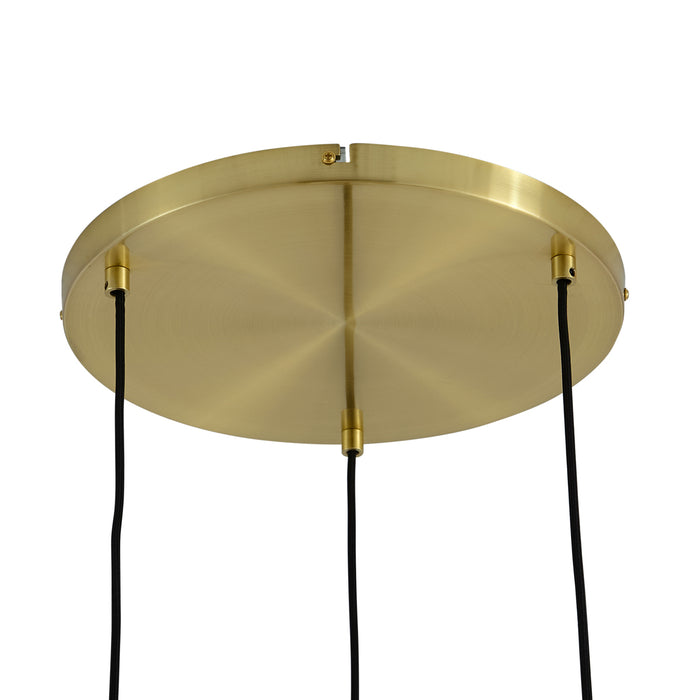 QAZQA Moderne hanglamp goud met amber glas 3-lichts - Traditional