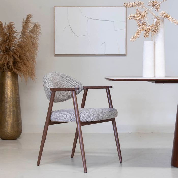 DÉJA Living - Eetkamerstoel Taupe|Walnoot - Karup - Set van 2