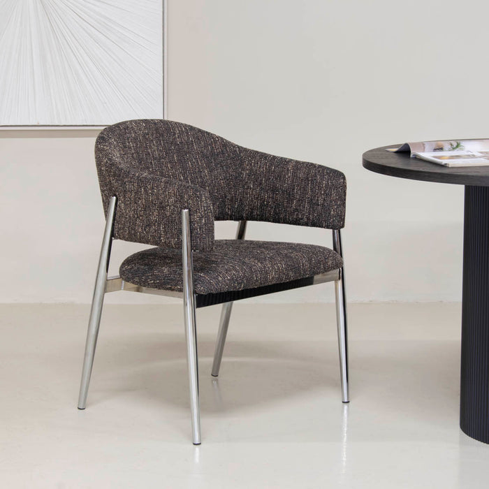 DÉJA Living - Eetkamerstoel Donkerbruin|Chrome - Dénia - Set van 2