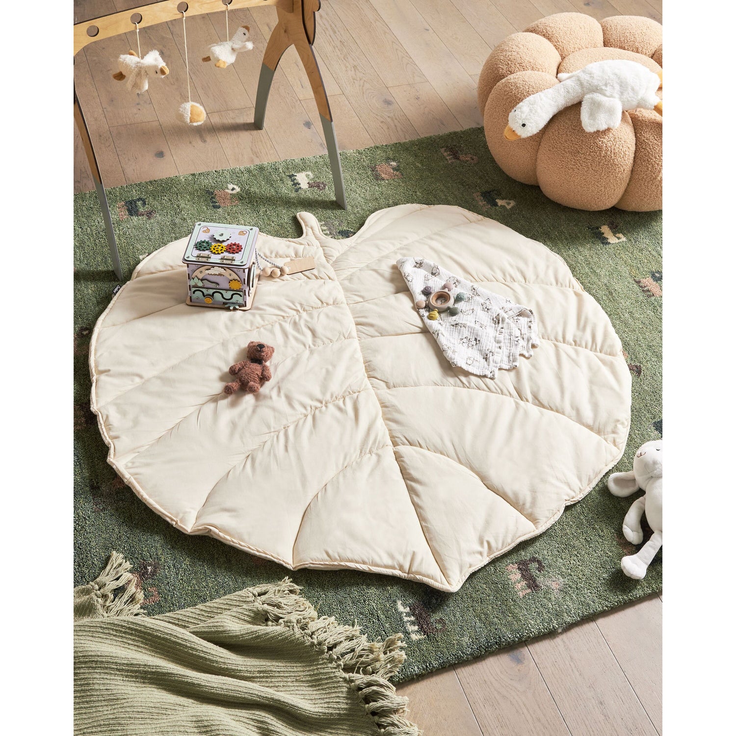 Beliani-EOLIA-Kinderspeelkleed-Gebroken wit-110 x 110 cm-Katoen