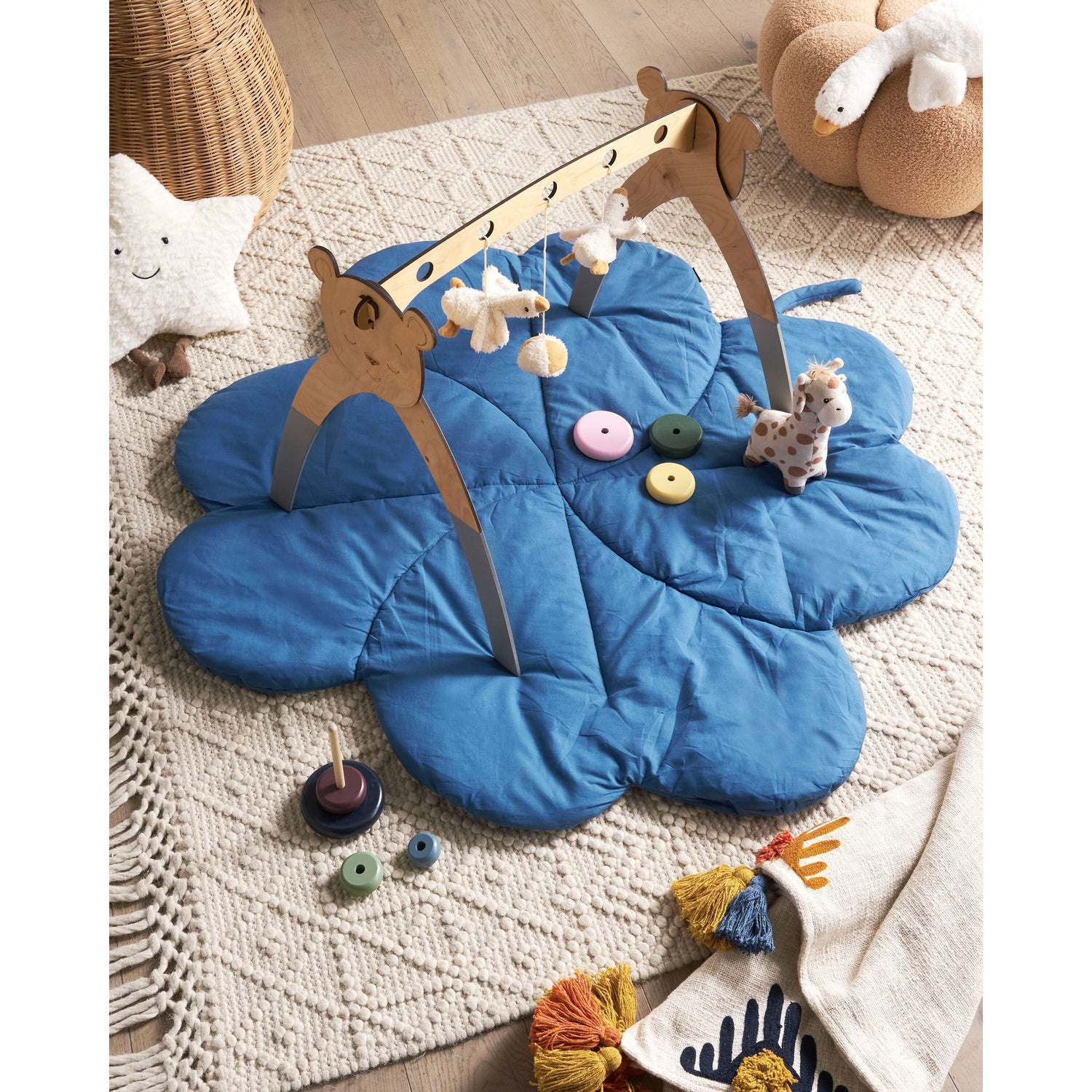 Beliani - ACADINE - Kinderspeelkleed - Blauw - 110 x 110 cm - Katoen