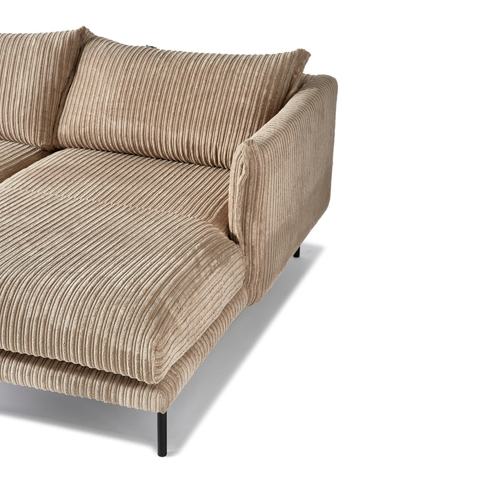 by fonQ Ribbon Hoekbank met Chaise Longue Rechts - Rib - Mink