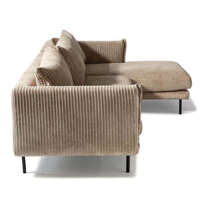 by fonQ Ribbon Hoekbank met Chaise Longue Rechts - Rib - Mink