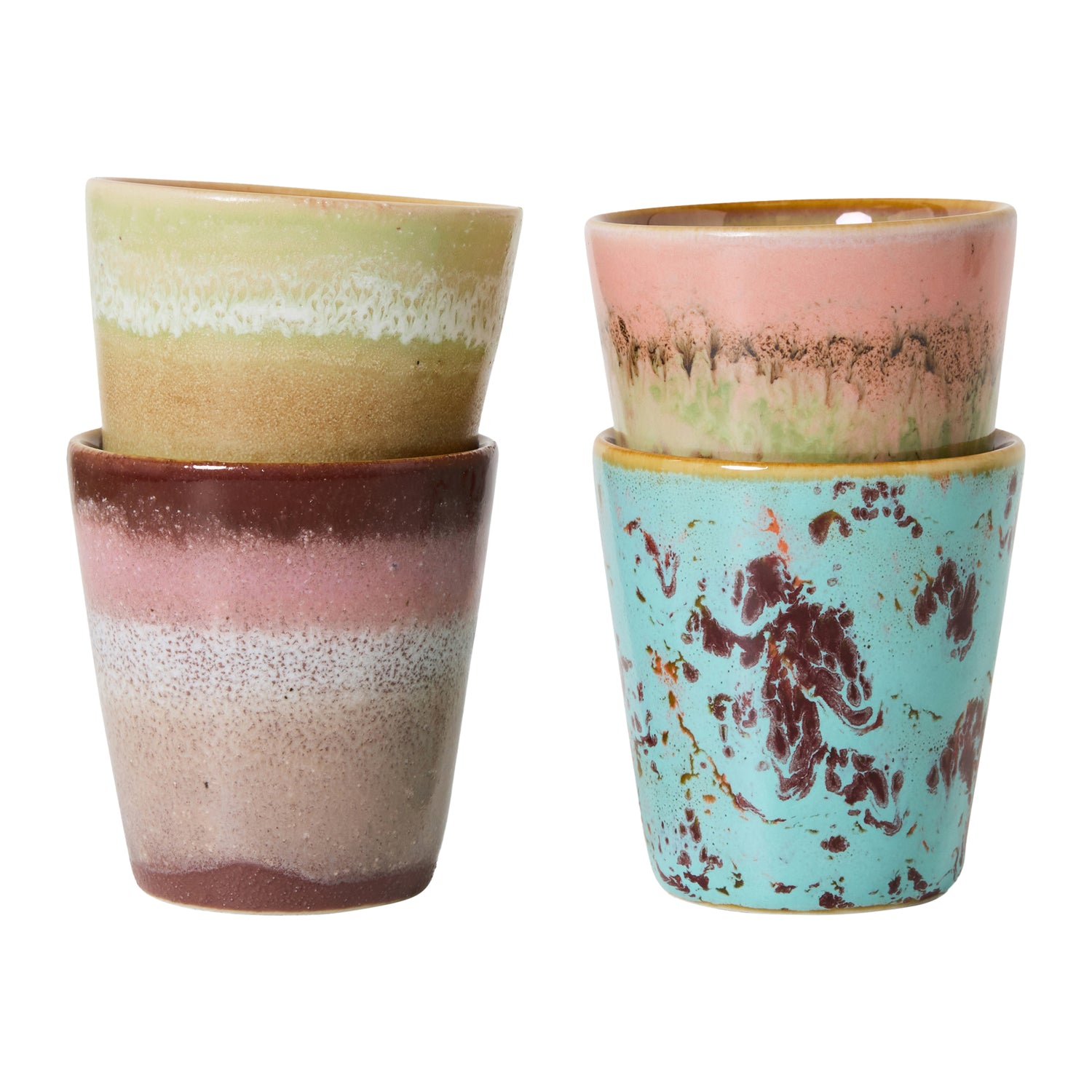 HKliving 70's Ceramics Ristrettokopje 0,1 L - Set van 4 - Futurism