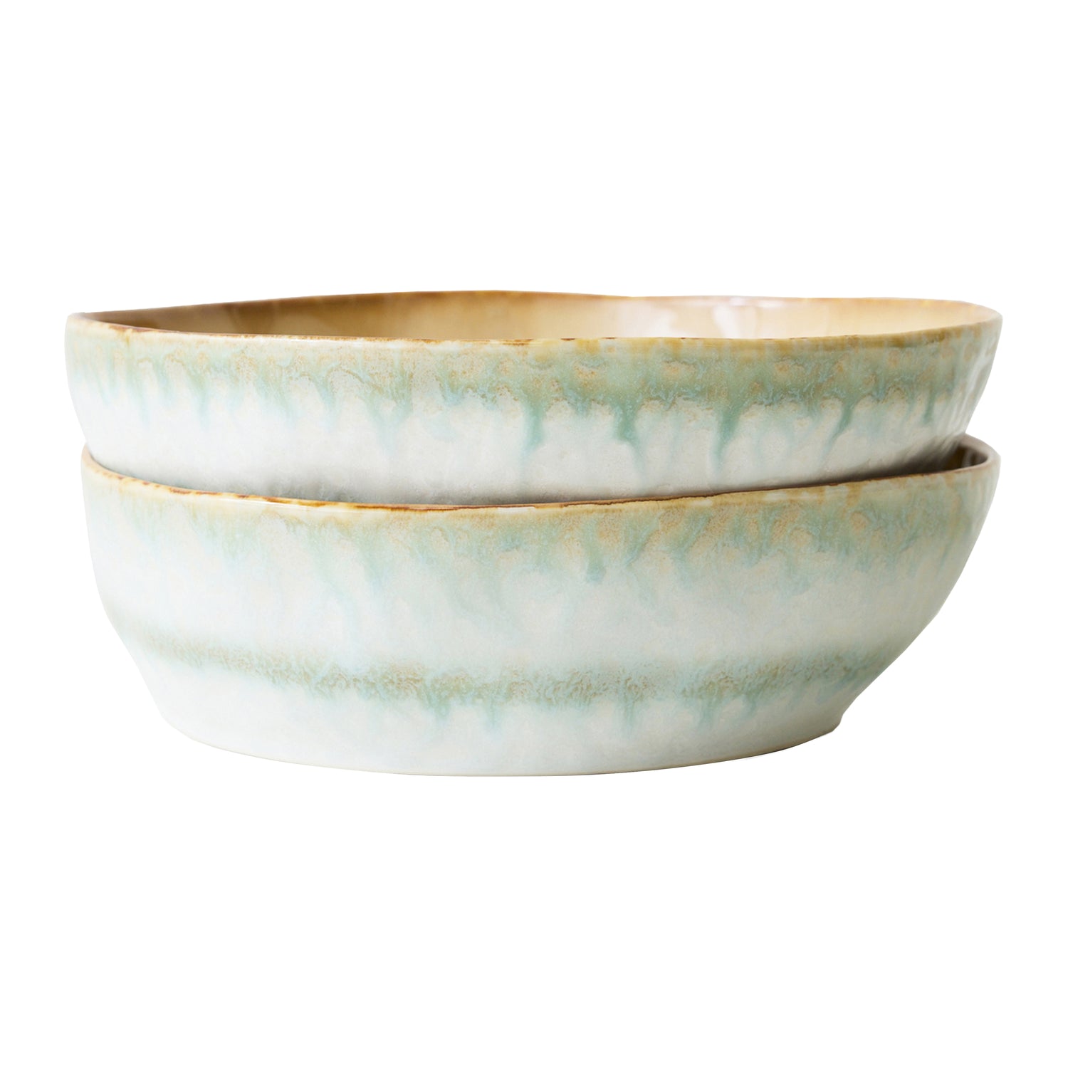 HKliving 70's Ceramics Pastaborden - Set van 2 - Petal