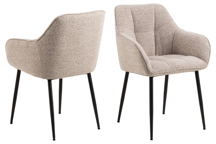 Rebellenclub Nivala Eetkamerstoel - Set van 2 - Beige met Mat Zwarte