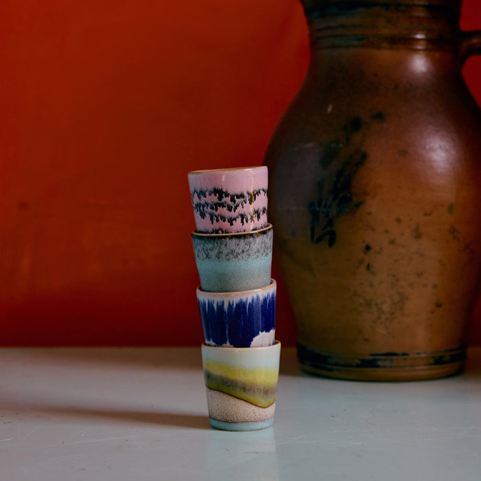 HKliving 70's Ceramics Eierdopjes Set van 4 - Vibrance