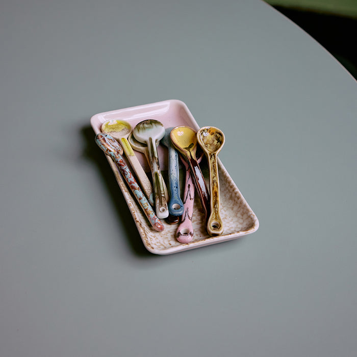 HKliving 70's Ceramics Lepels Set van 4 - L 12,5 cm - Sketch