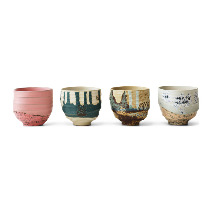 HKliving Artist Ceramics Koffiekop 0,25 L - Set van 4