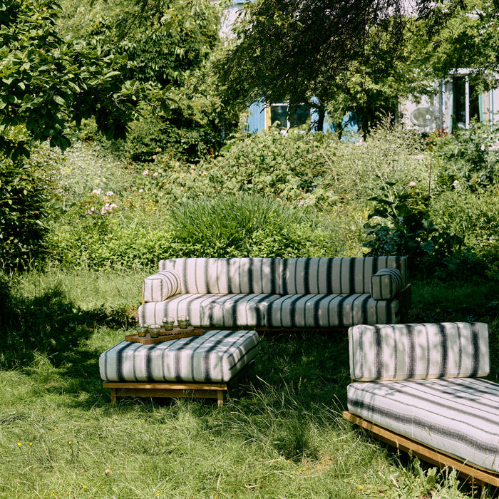 HKliving Teak Hocker - Chalkstripe