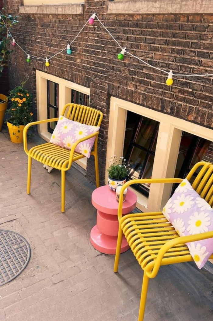 VDG Stripe stapelbare tuinstoel - Mosterdgeel