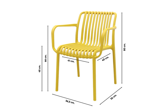 VDG Stripe stapelbare tuinstoel - Mosterdgeel