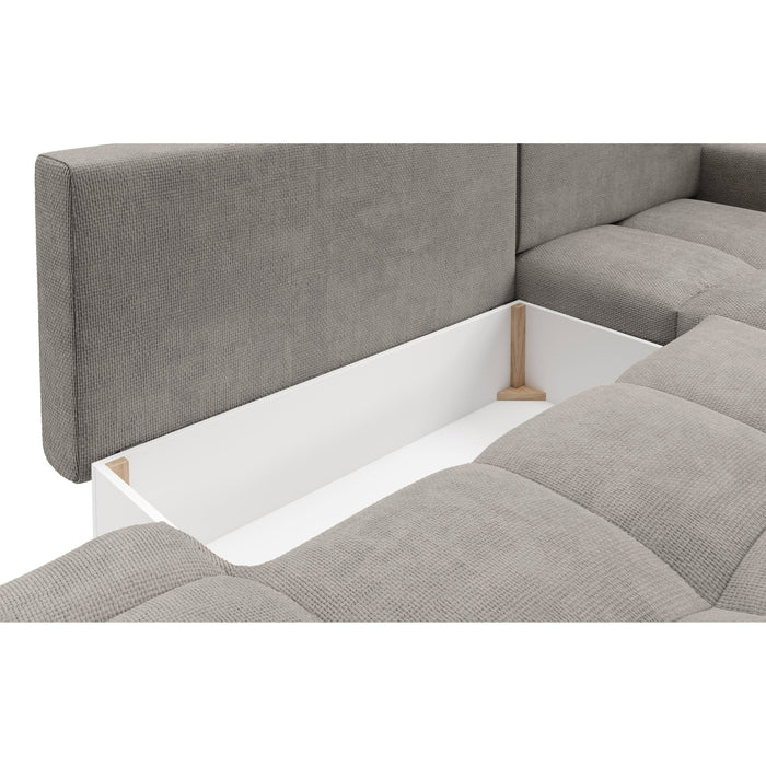 by fonQ Charme Hoekbank Rechts  met Slaapfunctie - Chenille - Warmgrijs